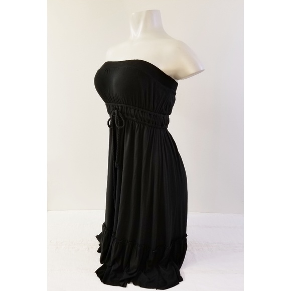 Ruffled Tube Dress Carel by Indie Soul Black LBD S - Picture 3 of 7